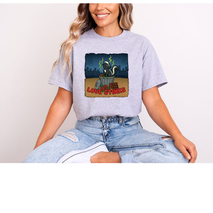 Love Stinks Trashcan Short Sleeve Gildan T-shirt