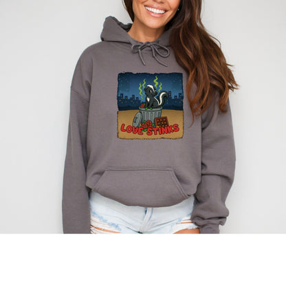 Love Stinks   Trashcan  Gildan Hoodie