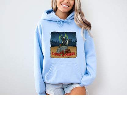Love Stinks   Trashcan  Gildan Hoodie