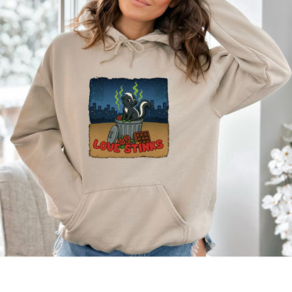 Love Stinks   Trashcan  Gildan Hoodie
