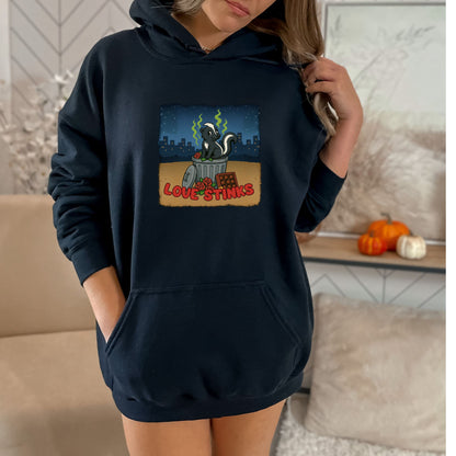 Love Stinks   Trashcan  Gildan Hoodie