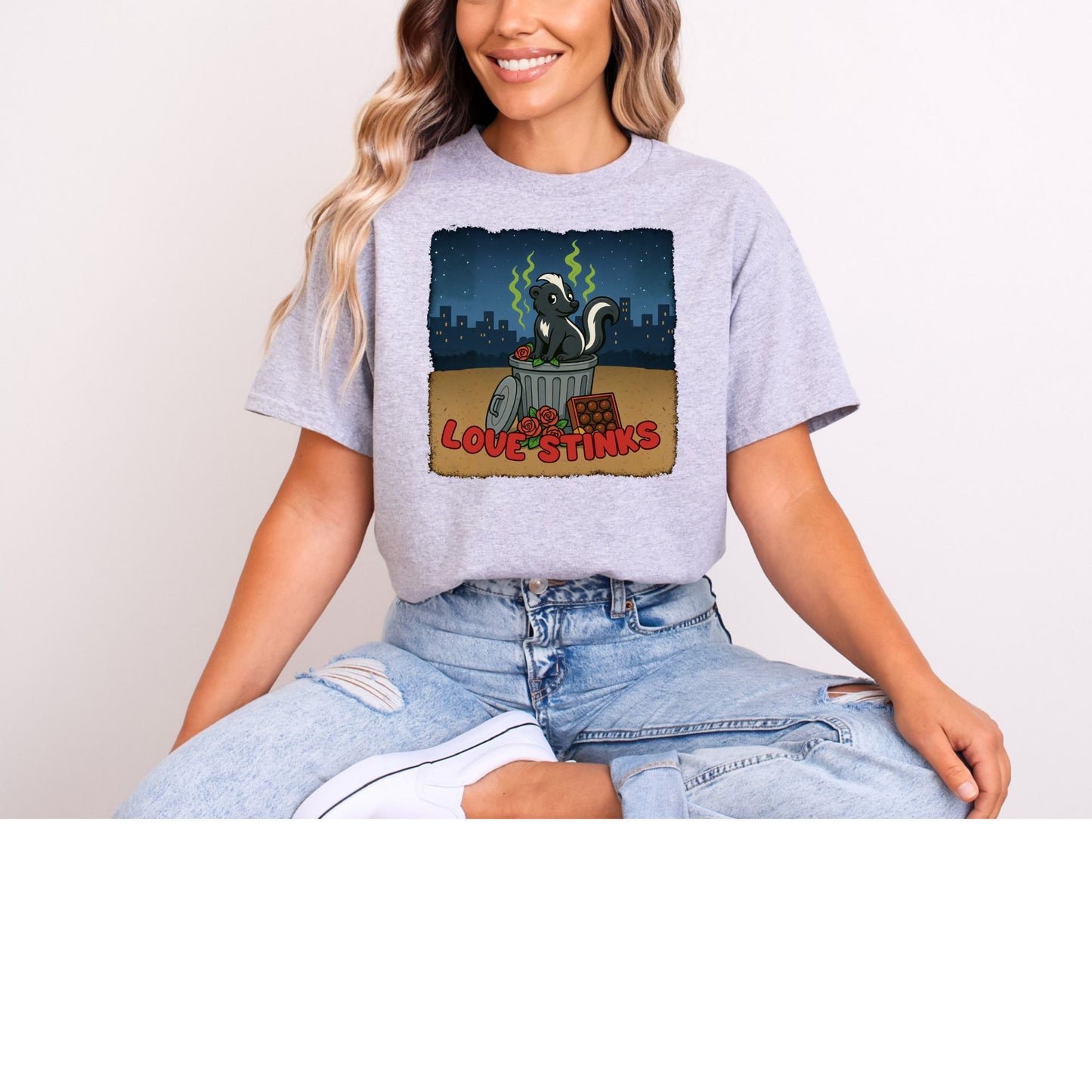 Love Stinks Trashcan Short Sleeve Gildan T-shirt